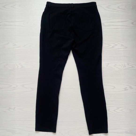 Eileen Fisher Womens Pants 12 Black Ponte Slim Straight Knit Stretch Work - Picture 2 of 6